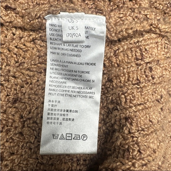 Free People Brown Crew Neck Cable-Knit Sweater Small Women’s Oversized Chunky - Picture 8 of 9